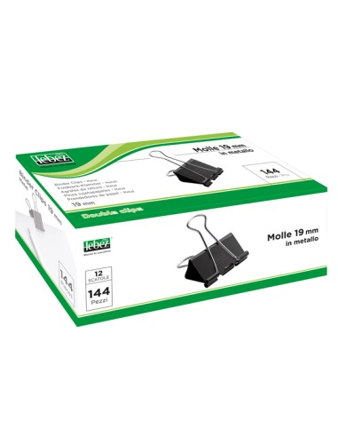 Molla Double Clips - 1,9 cm - nero - Lebez - conf. 12 pezzi