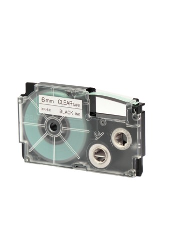Nastro - 6 mm x 8 mt  - nero/trasparente - Casio