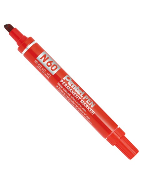 Marcatore permanente N60 - punta scalpello - rosso - Pentel