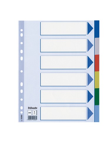 Separatore - 6 tasti colorati - PPL - A4 - multicolore - Esselte