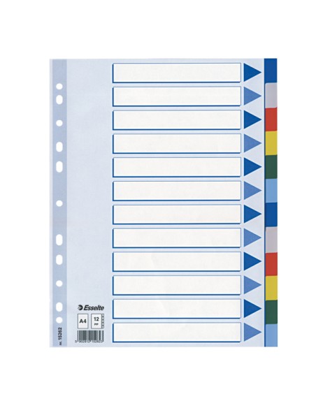 Separatore - 12 tasti colorati - PPL - A4 - multicolore - Esselte