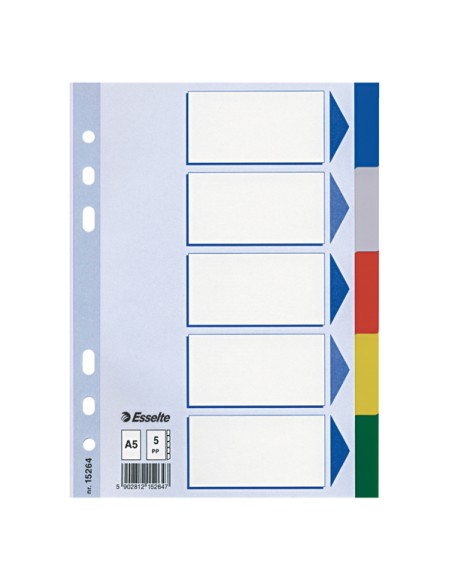 Separatore - 5 tasti colorati - PPL - A5 - multicolore - Esselte