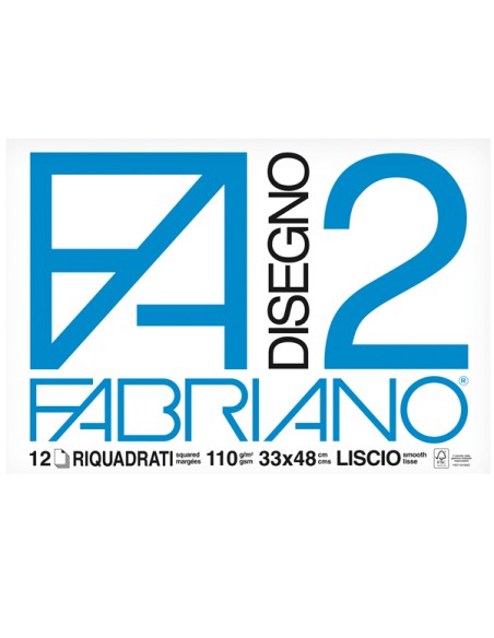 Blocco F2 - 33x48cm - 12 fogli - 110gr - liscio - squadrato - collato - Fabriano
