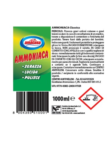 Ammoniaca classica - 1 L - Amacasa
