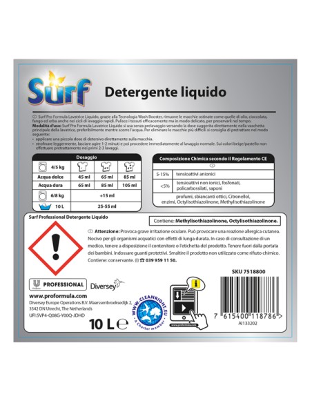 Detersivo liquido per lavatrice - 10 L - Surf