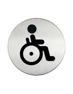 Pittogramma adesivo - WC diversamente abili - diametro 8,3 cm - acciaio - Durable