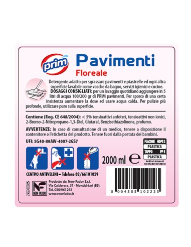 Detergente per pavimenti - profumo floreale - 2 L - Prim