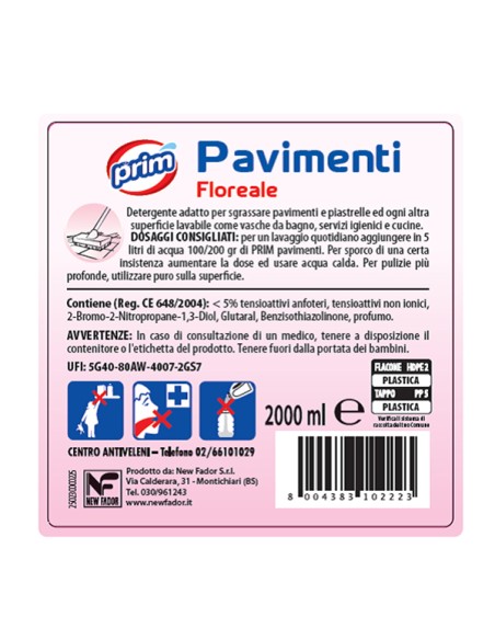Detergente per pavimenti - profumo floreale - 2 L - Prim