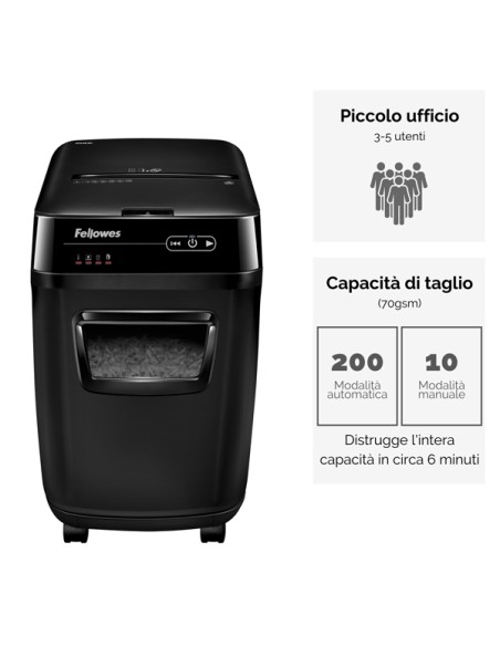 Distruggidocumenti AutoMax 200C - a frammenti - 32L - Fellowes