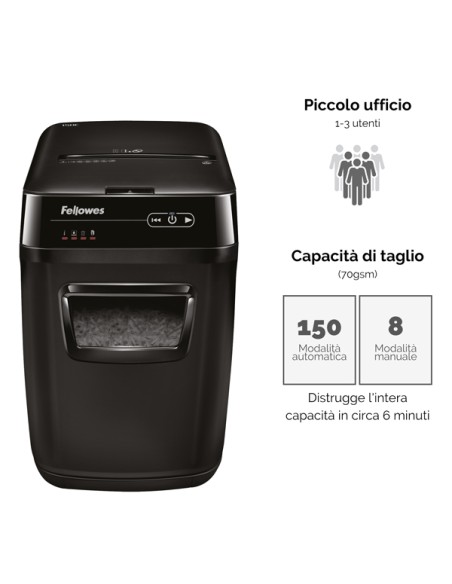 Distruggidocumenti AutoMax 150C - a frammenti - 32L - Fellowes