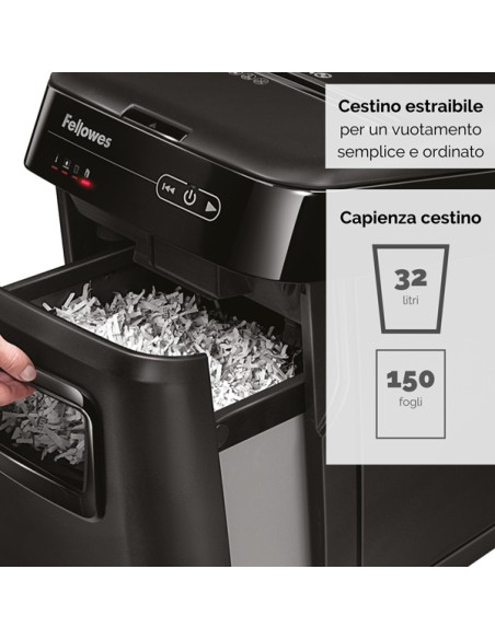 Distruggidocumenti AutoMax 150C - a frammenti - 32L - Fellowes