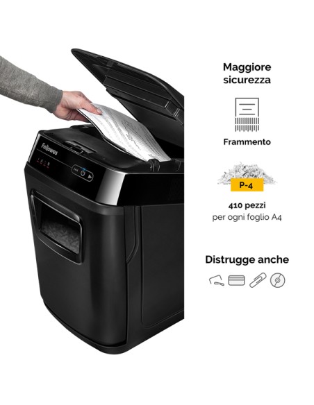 Distruggidocumenti AutoMax 150C - a frammenti - 32L - Fellowes