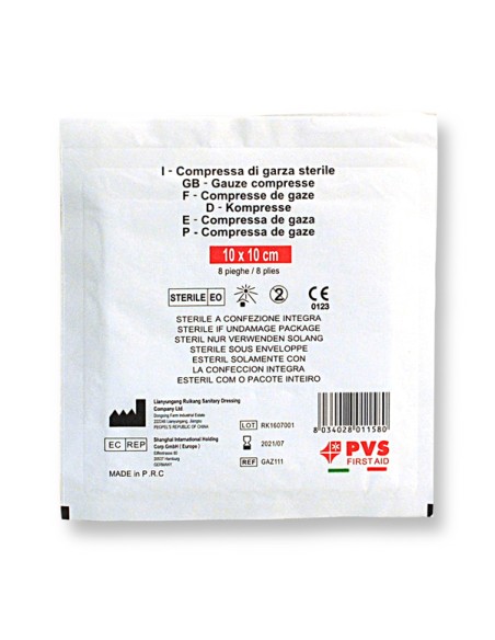 Busta di garza compressa sterile - 10 x 10 cm - PVS