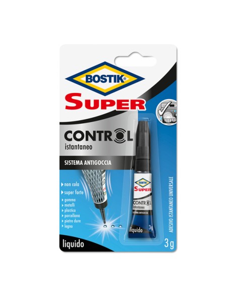 Colla istantanea universale Super Control - 3 gr - trasparente - Bostik