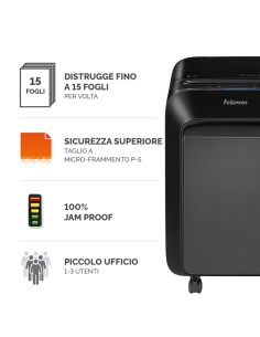 Distruggidocumenti LX-211 - a microframmenti - nero - Fellowes 2