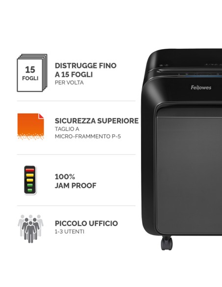 Distruggidocumenti LX-211 - a microframmenti - nero - Fellowes