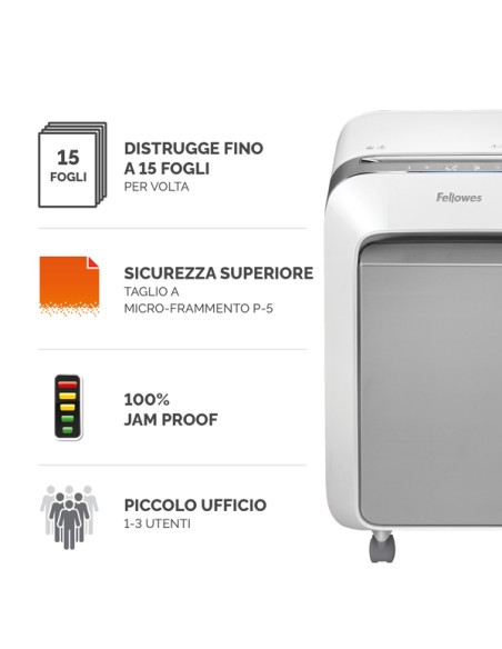 Distruggidocumenti LX-211 - a microframmenti - bianco - Fellowes