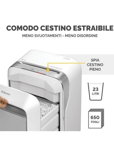 Distruggidocumenti LX-211 - a microframmenti - bianco - Fellowes