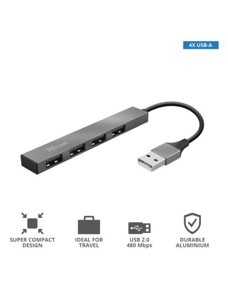 Hub Mini 4 porte Halyx - alluminio - Trust