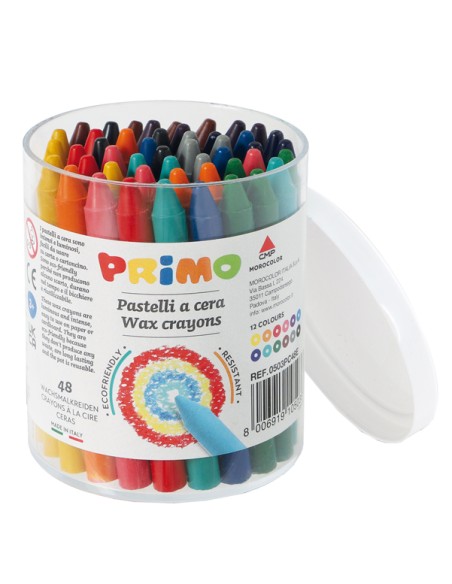 Pastelli a cera - Ø 9 mm x 85 mm - Primo - conf. 48 pezzi