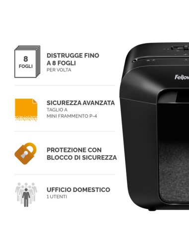 Distruggidocumenti LX-41 - a frammenti - nero - Fellowes