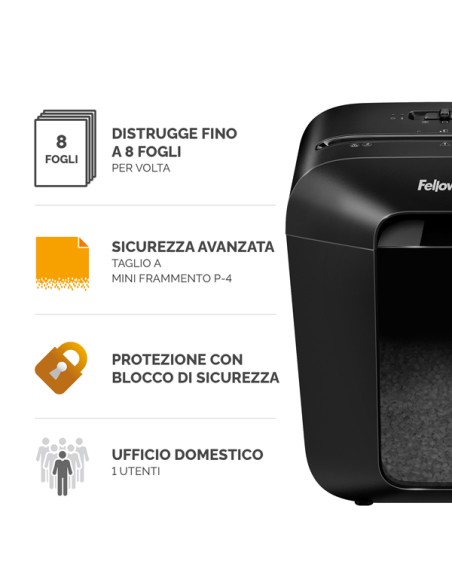 Distruggidocumenti LX-41 - a frammenti - nero - Fellowes