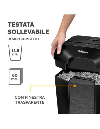 Distruggidocumenti LX-25 - a frammenti - nero - Fellowes