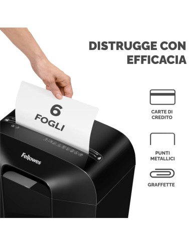 Distruggidocumenti LX-25 - a frammenti - nero - Fellowes