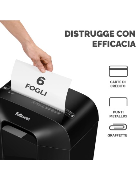 Distruggidocumenti LX-25 - a frammenti - nero - Fellowes
