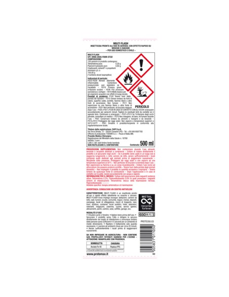 Insetticida spray mosche e zanzare - 500 ml - Protemax
