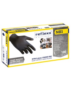 Guanti in nitrile N81 - tg L - nero - Reflexx - conf. 100 pezzi