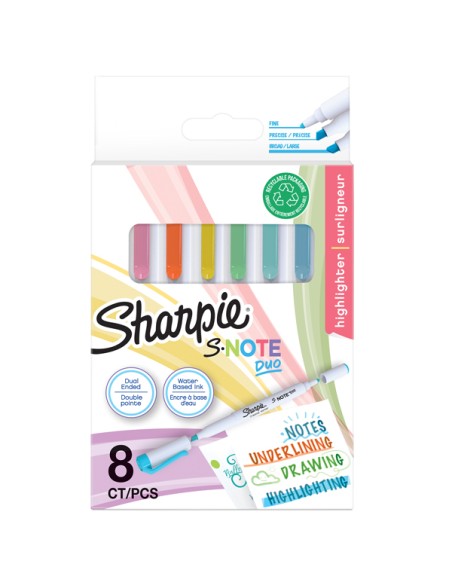 Pennarelli S-Note Duo - colori assortiti - Sharpie - conf. 8 pezzi