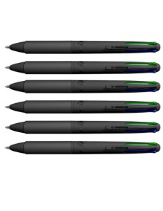 Astuccio penne a sfera All Black - punta 1,00 mm - 4 colori  - Osama - conf. 6 pezzi