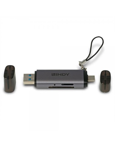 LINDY LETTORE DI SCHEDE SD/MICROSD USB 3.2 Tipo C e A