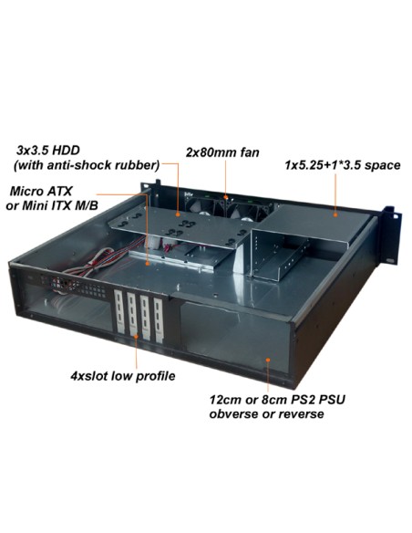 Chassis Industriale Rack 19''/Desktop 2U Ultra-compatto
