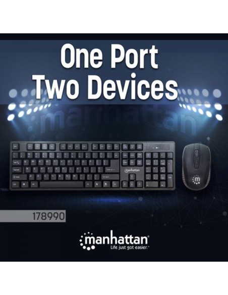 Kit Tastiera e Mouse 1600 Dpi Wireless Nero