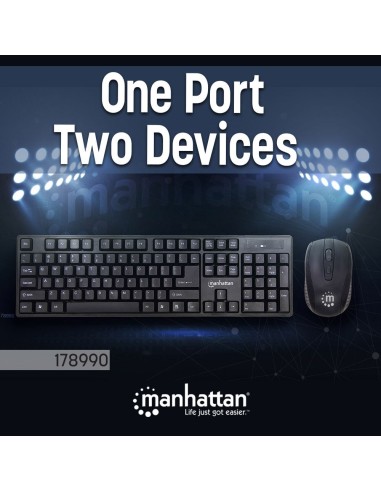 Kit Tastiera e Mouse 1600 Dpi Wireless Nero