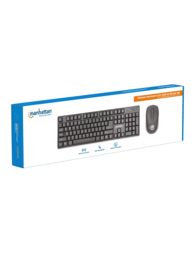Kit Tastiera e Mouse 1600 Dpi Wireless Nero