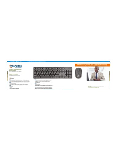 Kit Tastiera e Mouse 1600 Dpi Wireless Nero
