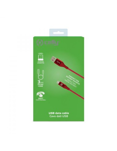 USB-A TO MICROUSB 12W CABLE 3MT RD