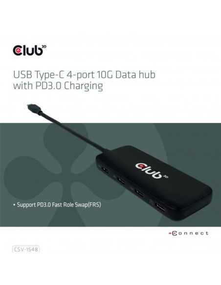 CLUB3D HUB USB GEN2 TYPE-C A 4X USB TYPE-C 10GBPS