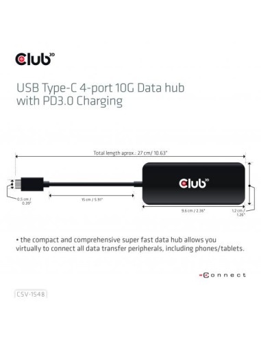CLUB3D HUB USB GEN2 TYPE-C A 4X USB TYPE-C 10GBPS