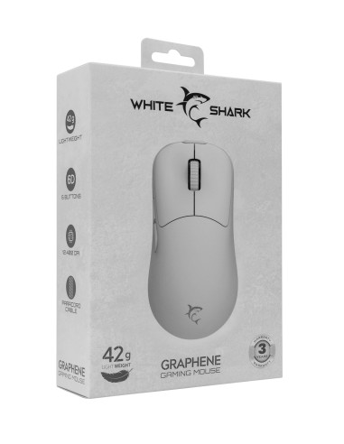 Mouse Ottico USB 12400 Dpi 6D Bianco, GRAPHENE