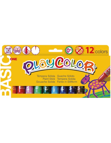 Playcolor tempera solida in stick 12 colori assortiti -10 gr 10731