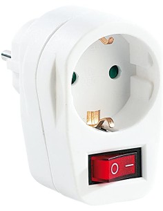 Adattatore con Presa Schuko CEE 7/4 con Interruttore Bianco 2